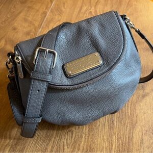 Marc by Marc Jacobs Natasha Gray Pebble Leather Magnetic Zip Small Crossbody Bag